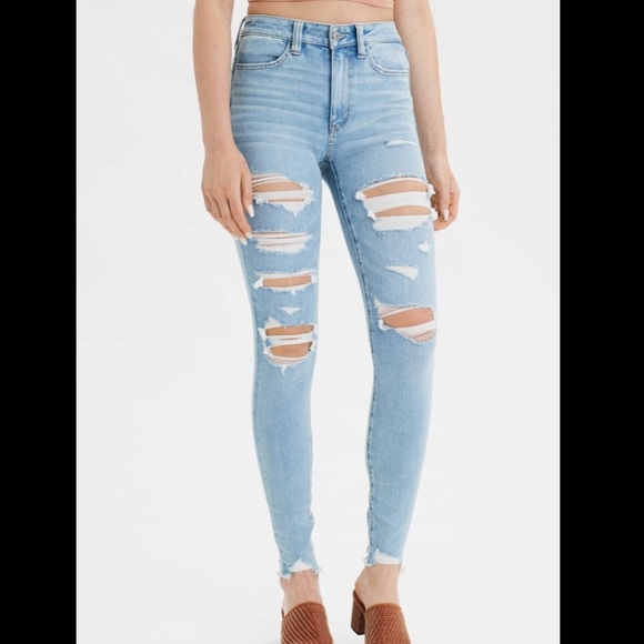 American Eagle Ripped High-Waisted Skinny Jeans - Picture 1 of 4